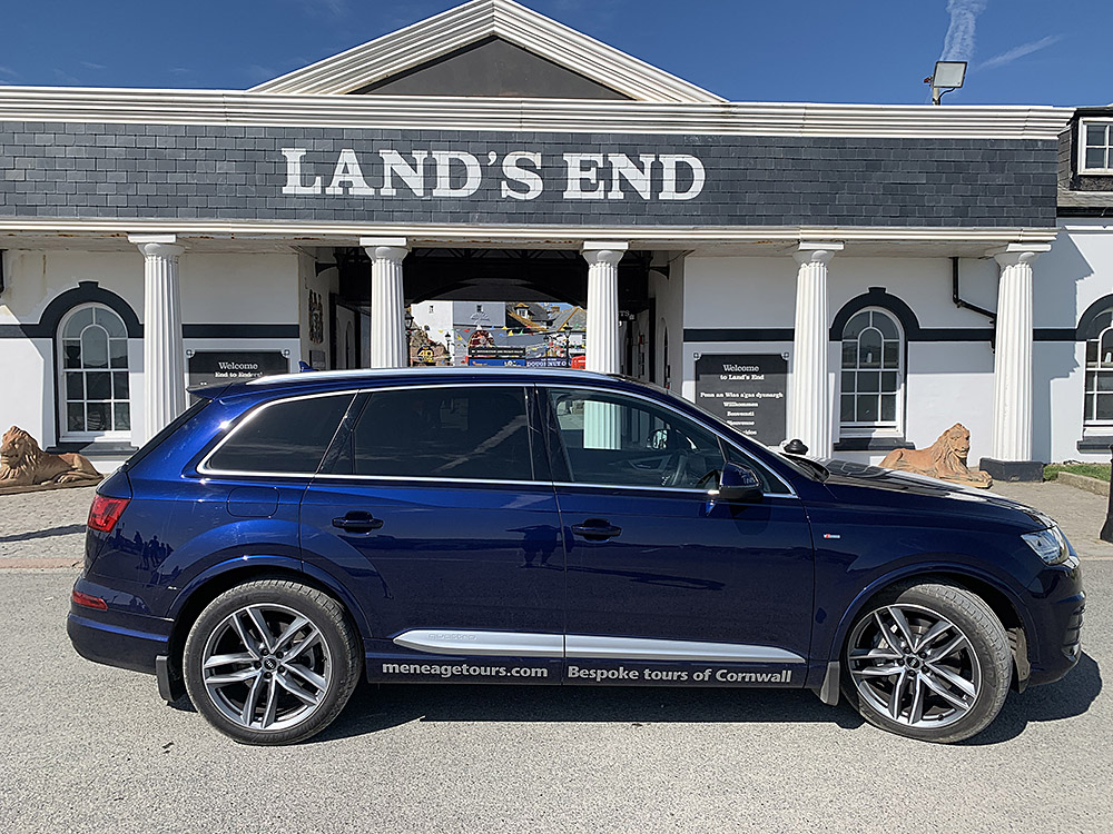 Audi Q7 at Lands End, Cornwall. Tour in luxury